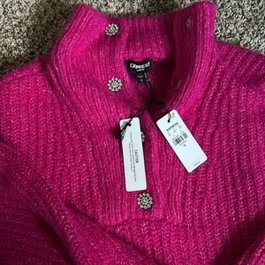 NWT express London embellished button up long sweater
